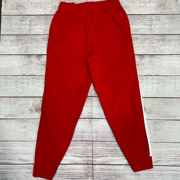 EXPRESS X OLIVIA CULPO Bright Red Track Joggers Size Medium White Contrast Pants - Picture 6 of 7